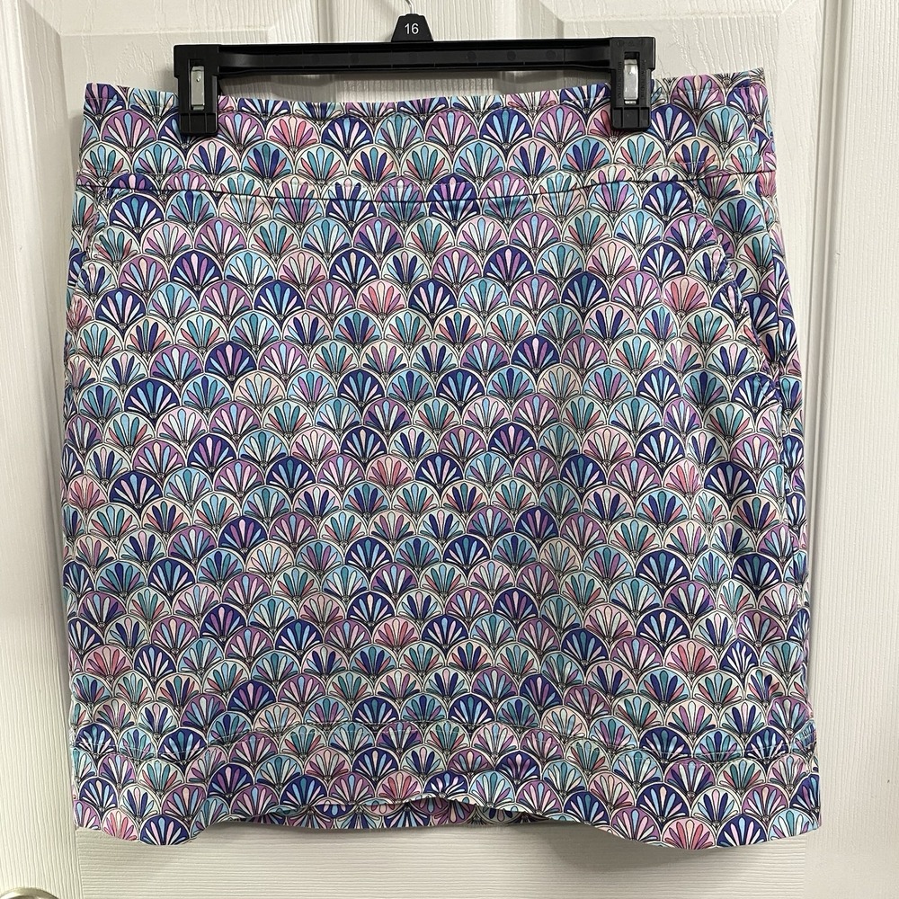 Talbots Women's Beach Shells Pencil Skirt Pink&Blue Back Zipper‎ Pockets Sz. 12